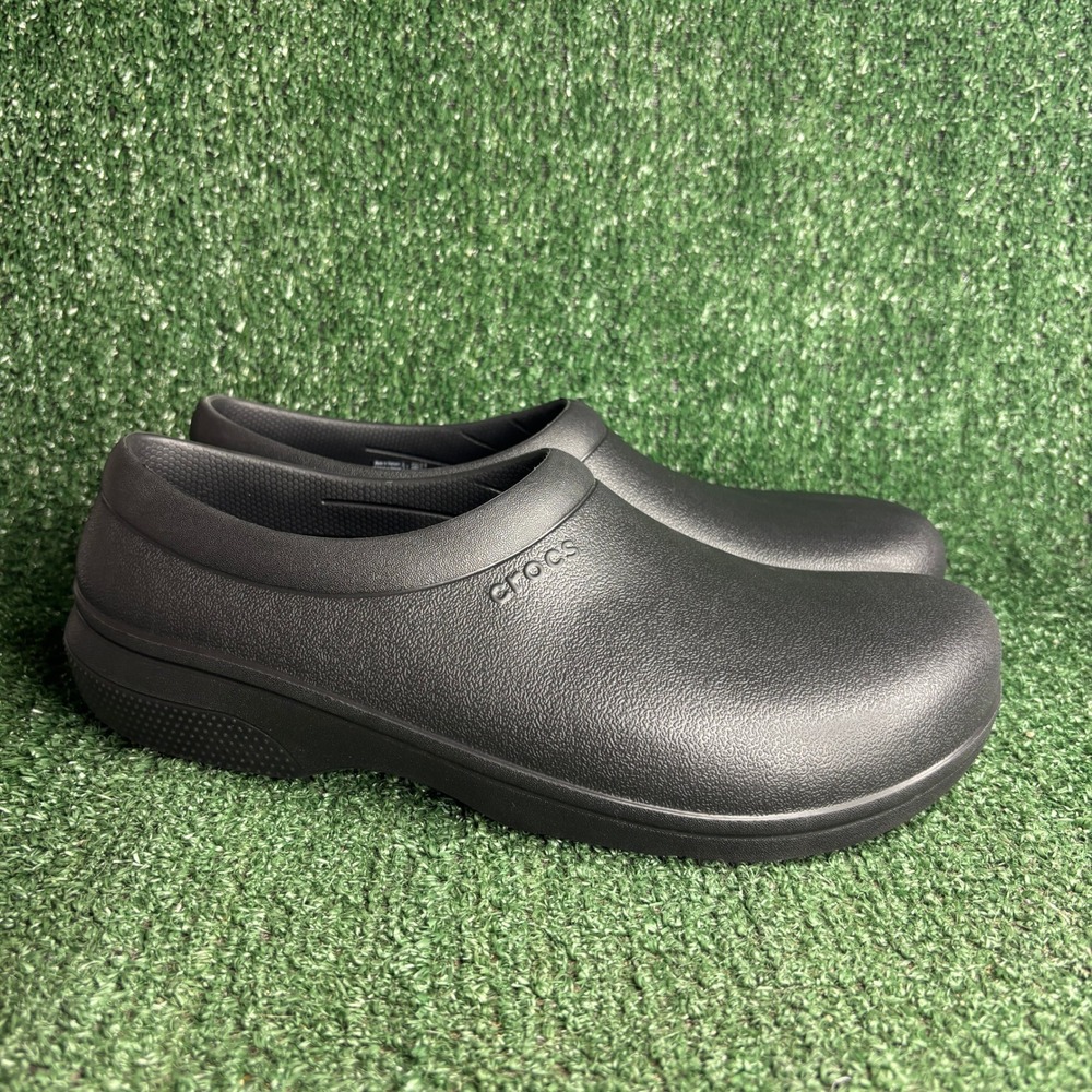 NEW Crocs On-The-Clock Slip On Resistant Work Comfort Clog Shoes Black Mens 12